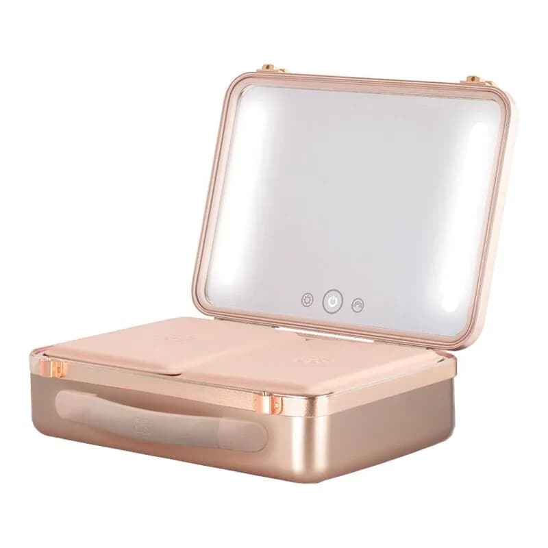 Beautifect Box - Multi-Compartment Makeup Box with Built-in Mirror - Gold 3