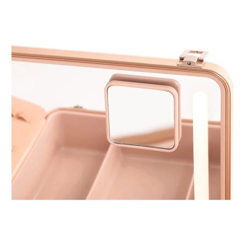 Beautifect Box - Multi-Compartment Makeup Box with Built-in Mirror - Gold 5