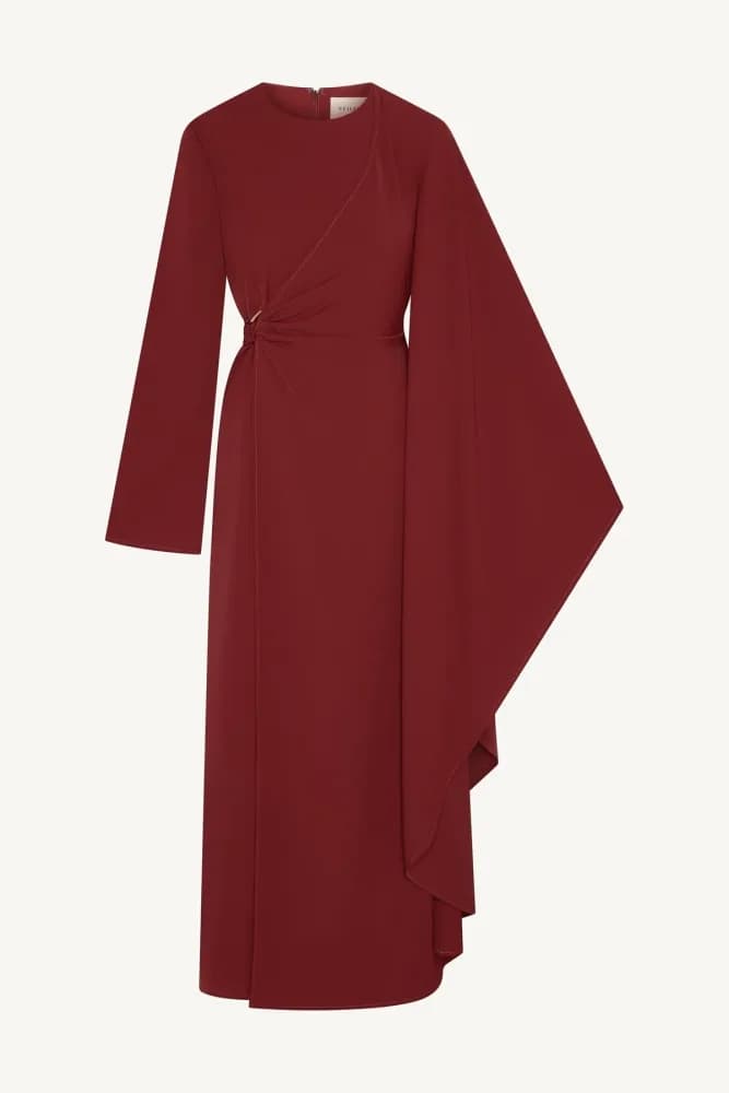 Asymmetric Sleeve Maxi Dress - Pomegranate 5