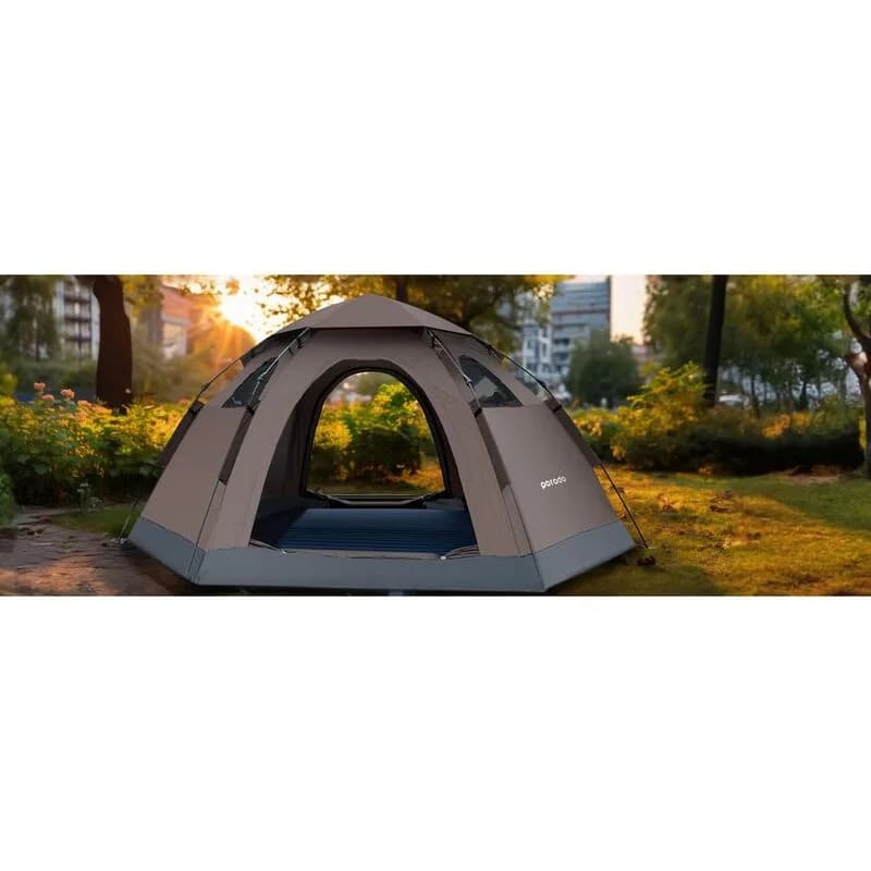 Porodo Lifestyle 4 Person Easy Pop Up Automatic Camping Tent 2000MM - Light Brown 2