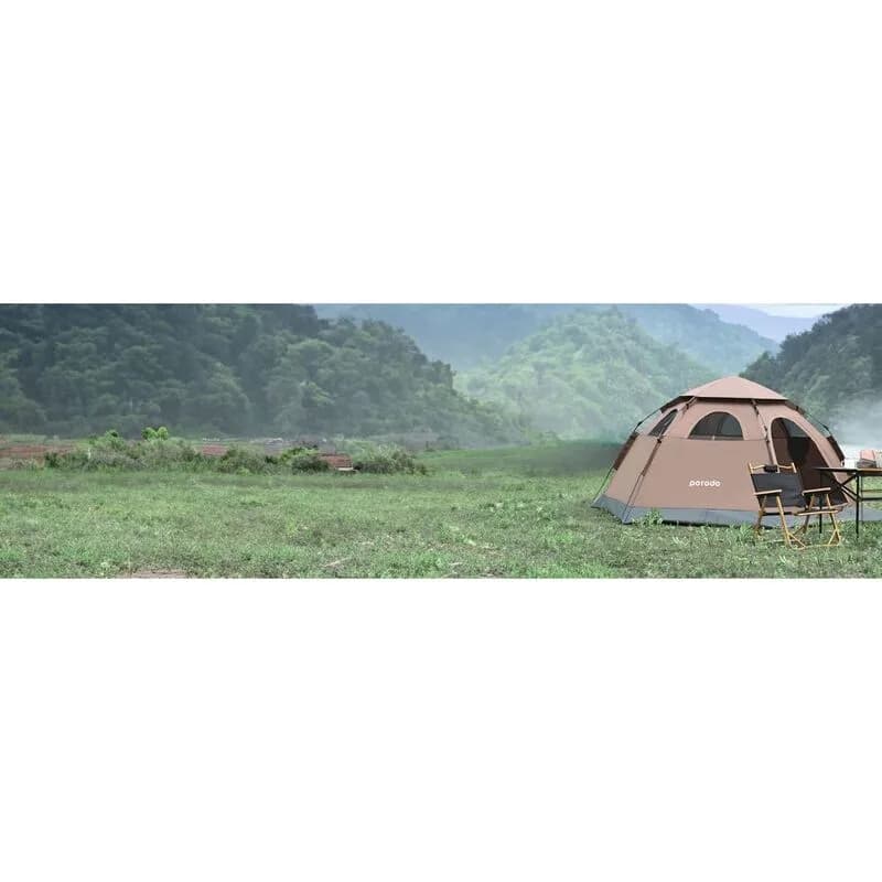 Porodo Lifestyle 4 Person Easy Pop Up Automatic Camping Tent 2000MM - Light Brown 3