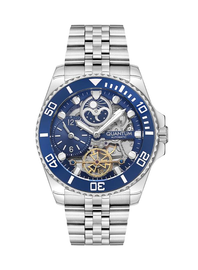 Thumbnail 3 for Quantum Men's Automatic Green Dial Watch Silver Metal Bracelet bracelet