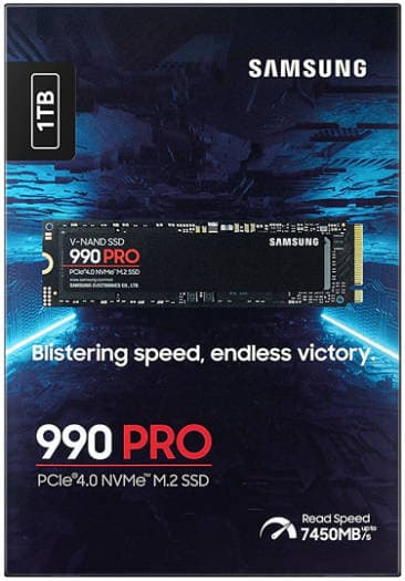 Thumbnail 4 for SAMSUNG 990 Pro 1 TB NVMe M.2 Internal SSD, PCIe Gen 4.0 x4, NVMe 2.0 Interface, 7450 MB/s Sequential Read Speed, 6900 MB/s Sequential Write Speed, V-NAND 3-bit MLC | MZ-V9P1T0BW
