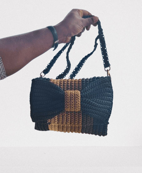 Green Strip Crotchet Bag