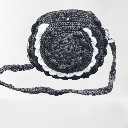 Thumbnail 1 for Black and White Crotchet bag