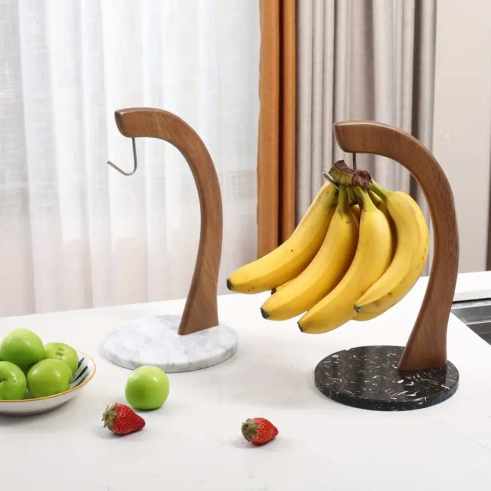 White Marble Base Elegant Wood banana hanger  2