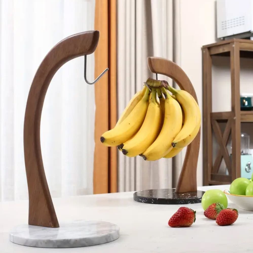 White Marble Base Elegant Wood banana hanger  3
