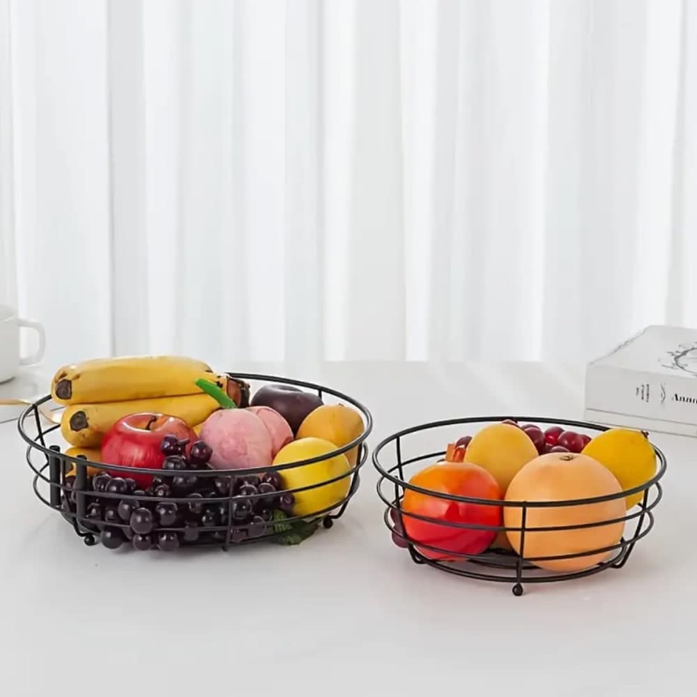 2-Tier Black Metal Fruit Stand With Wheels  5