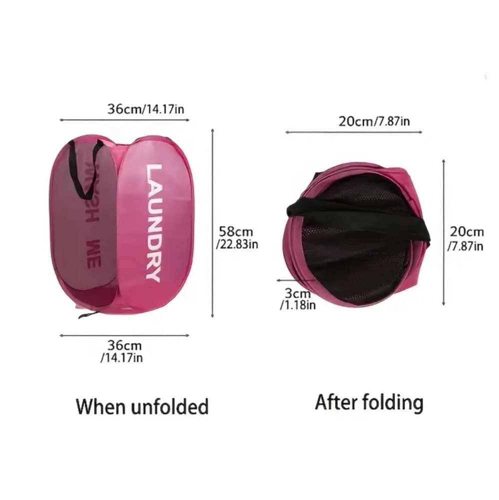 1pc Foldable Laundry Basket With Dual Compartments 2