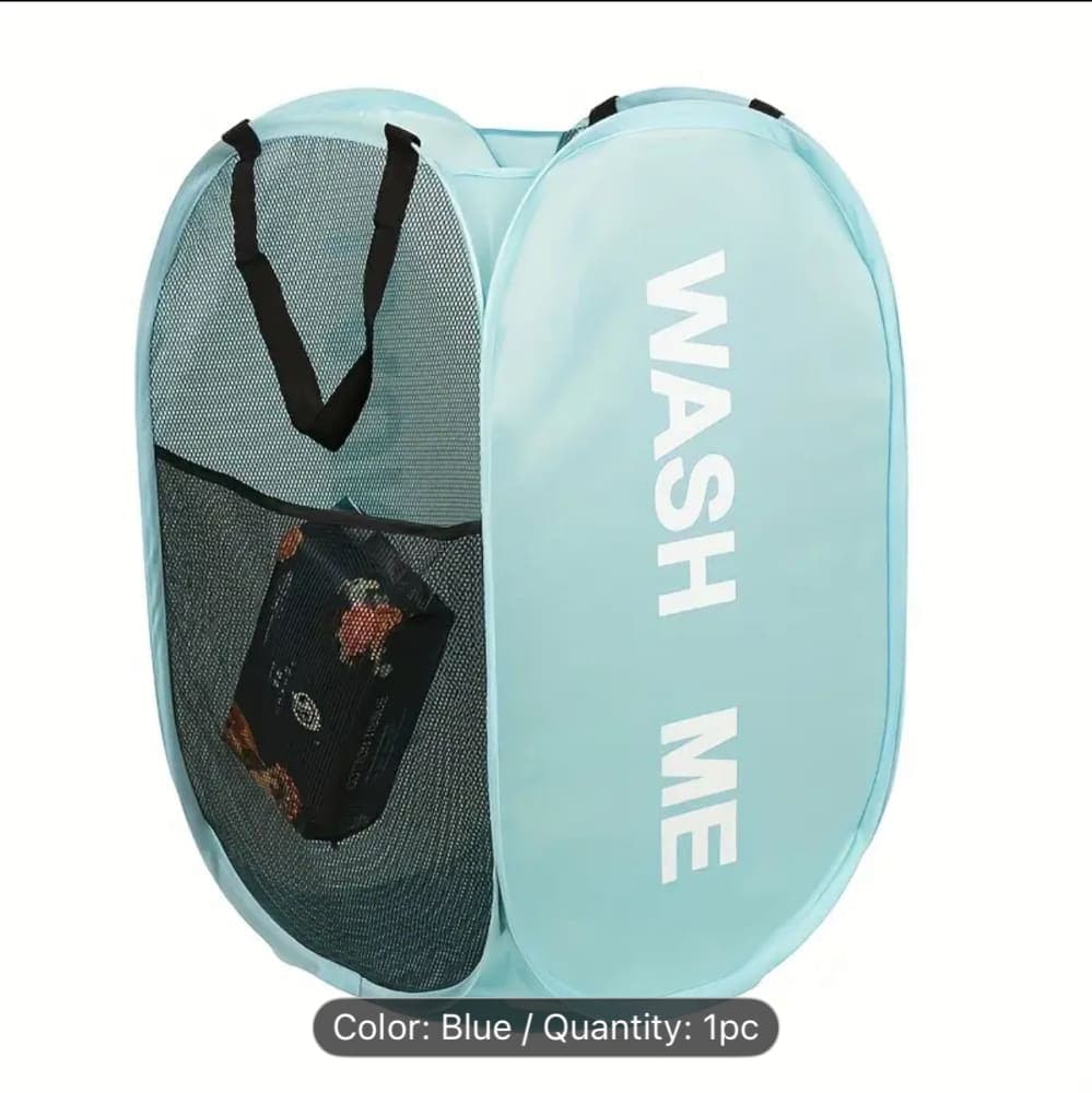 1pc Foldable Laundry Basket With Dual Compartments 3