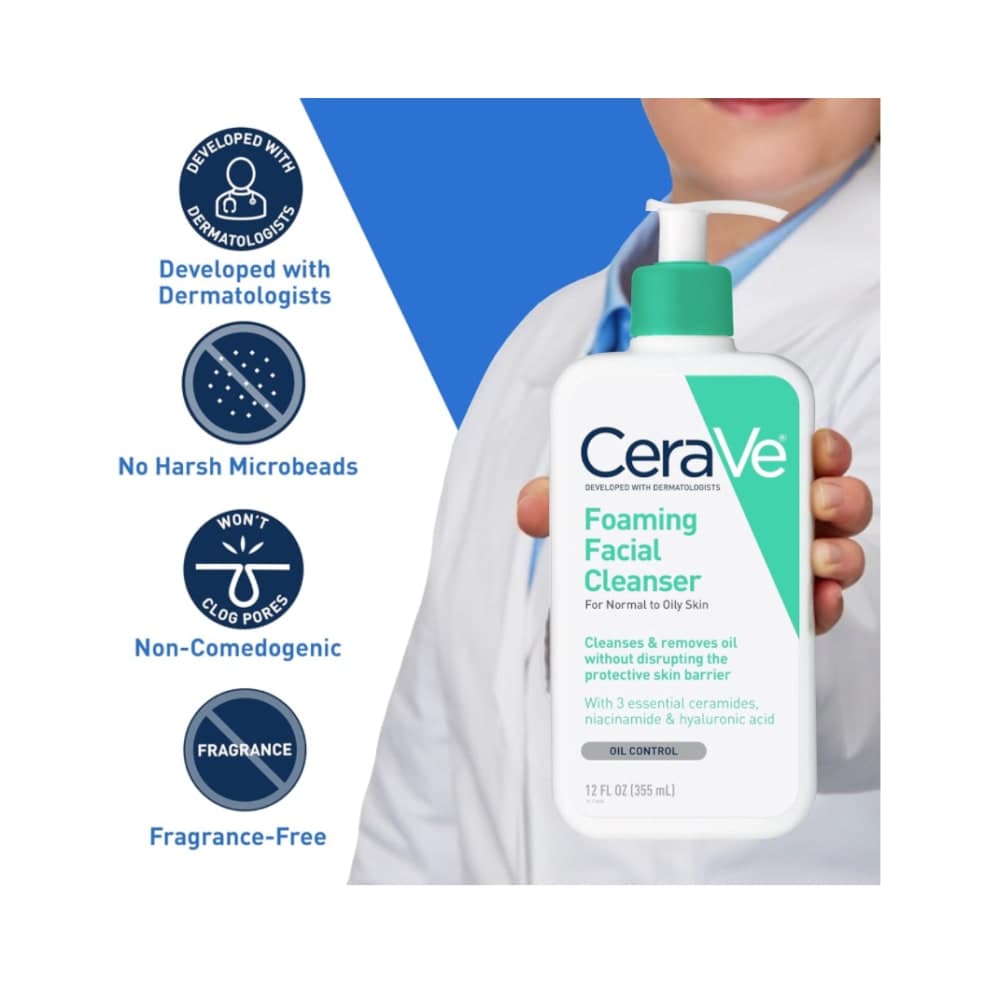 CeraVe Foaming Facial Cleanser | Makeup remover and Daily face wash for oily Skin 473 ml 2