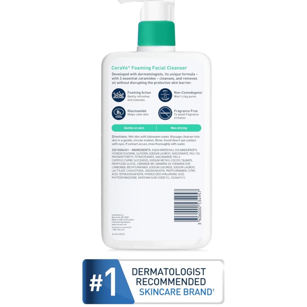 CeraVe Foaming Facial Cleanser | Makeup remover and Daily face wash for oily Skin 473 ml 4