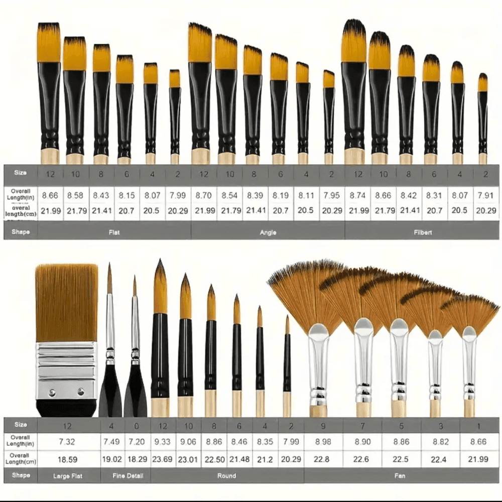 32pcs Artist Paint Brush Set With Nylon Bristles  2