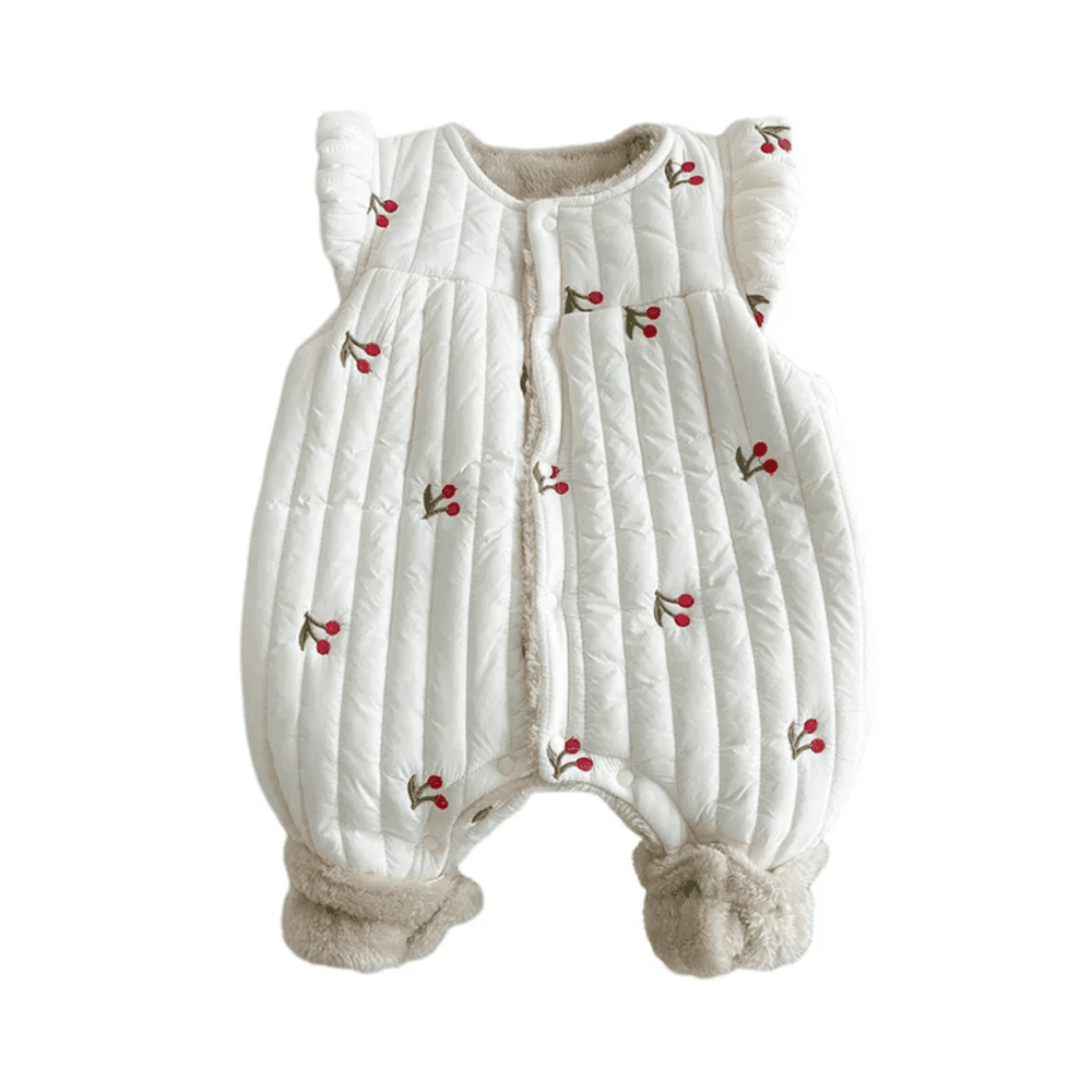 Autumn and Winter Cotton Printed Fleece -Lined Sleeveless One Piece Romper 