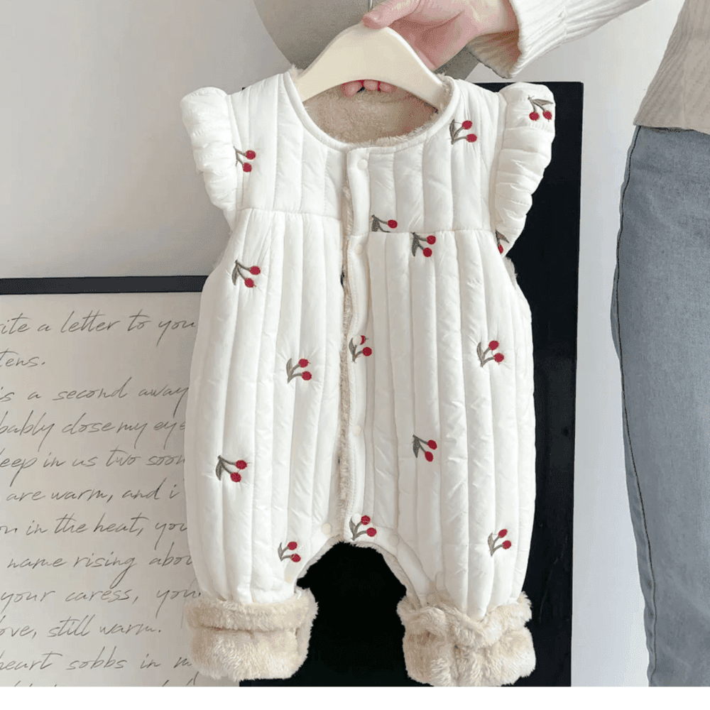 Autumn and Winter Cotton Printed Fleece -Lined Sleeveless One Piece Romper  2