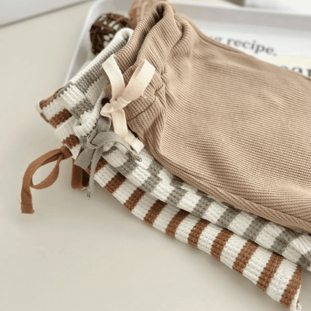 Casual Stripe Waffler Short sleeve T shirt Shorts Two piece Set 5