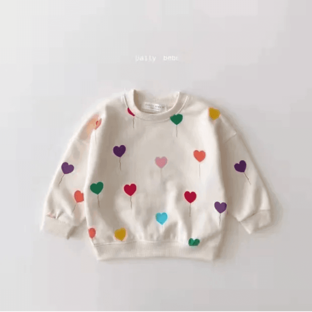 Boys Girls Cute Heart Print Long Sleeve Sweatshirts Pants Sets 3