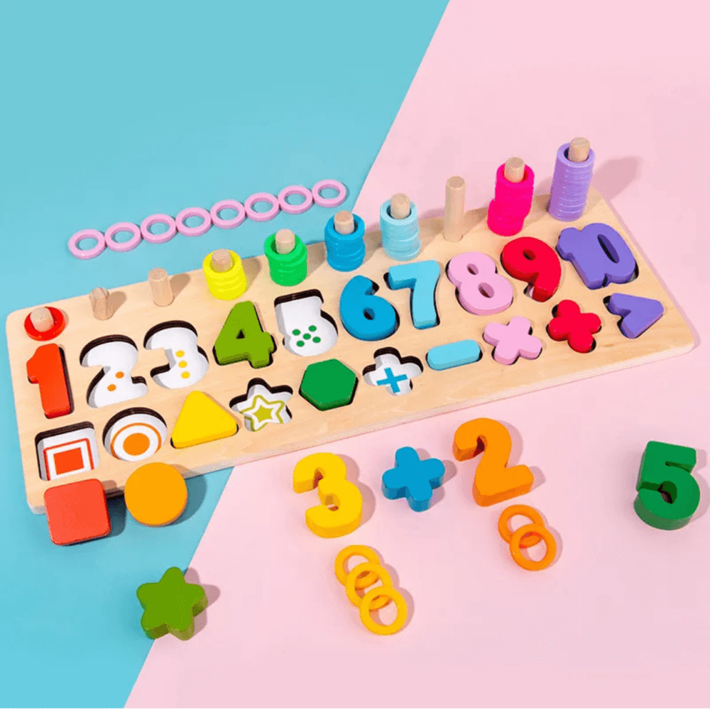 Children’s Digital Shape Matching Puzzle Building Blocks Wooden Toys