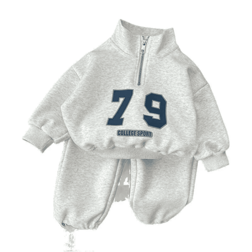 Two Piece Zip Collar Sweatshirt and Sweatpants Set 4