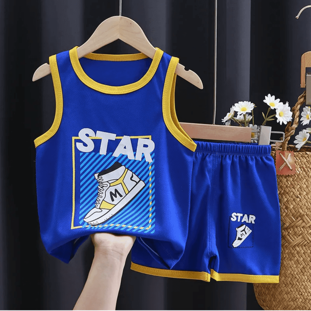 Sports Alphabet Print Sleeveless Tank Top Shorts Set 3