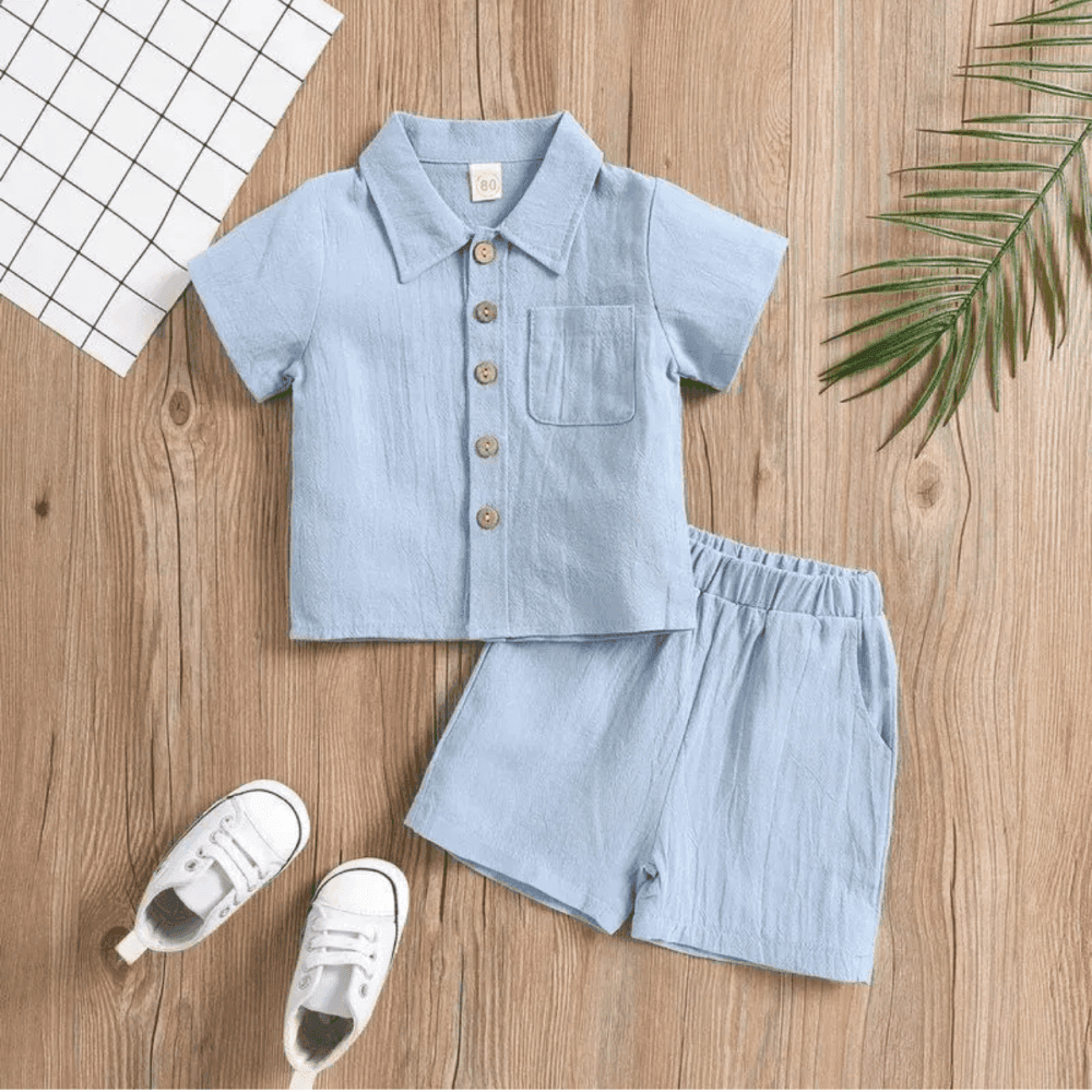 Linen Short Sleeve Blouse Loose Shorts Two Piece Set 2