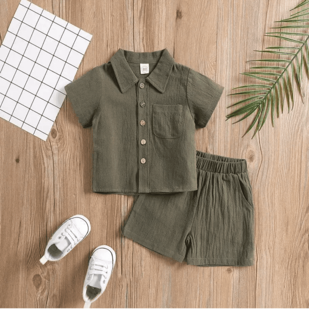 Linen Short Sleeve Blouse Loose Shorts Two Piece Set 3