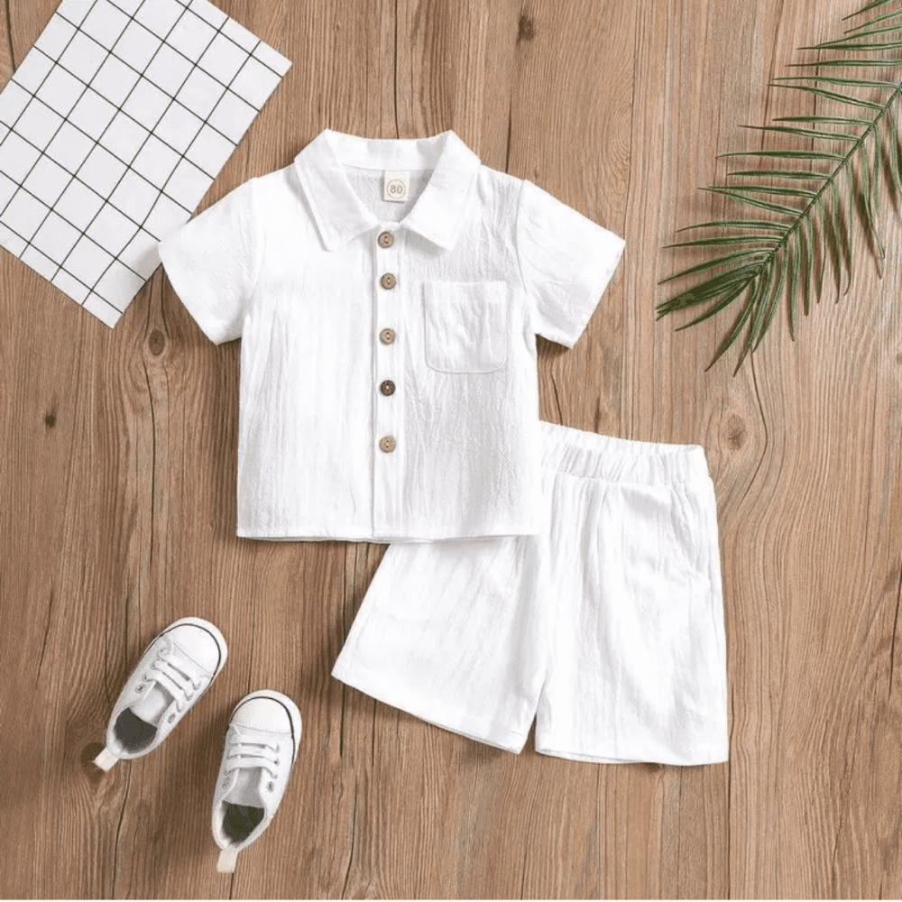 Linen Short Sleeve Blouse Loose Shorts Two Piece Set 4