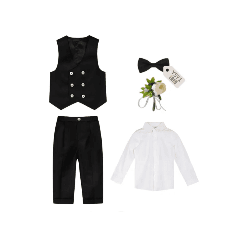 Long Sleeve Blouse Tank Top Slim Fit Pants Five Piece Set 3