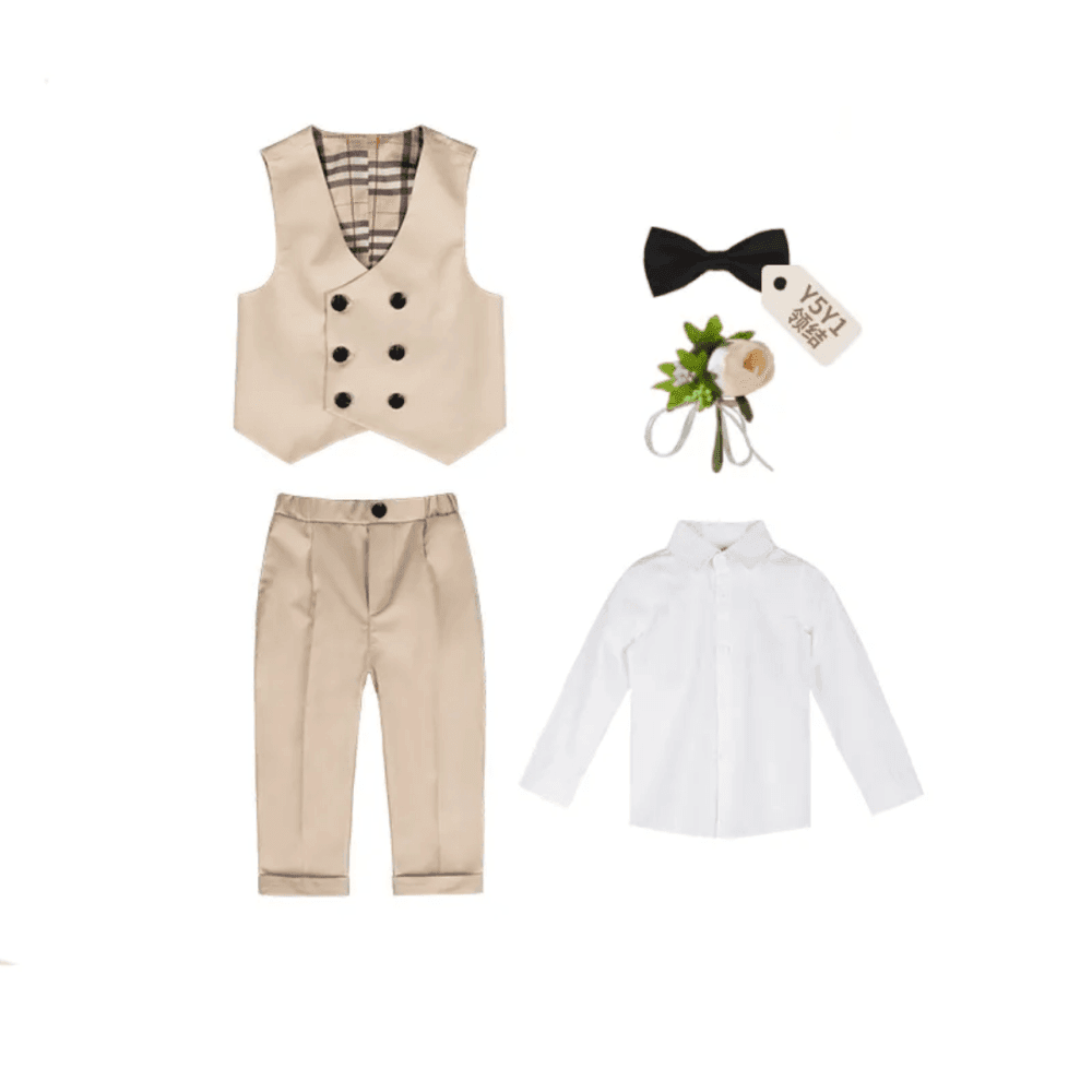 Long Sleeve Blouse Tank Top Slim Fit Pants Five Piece Set 4