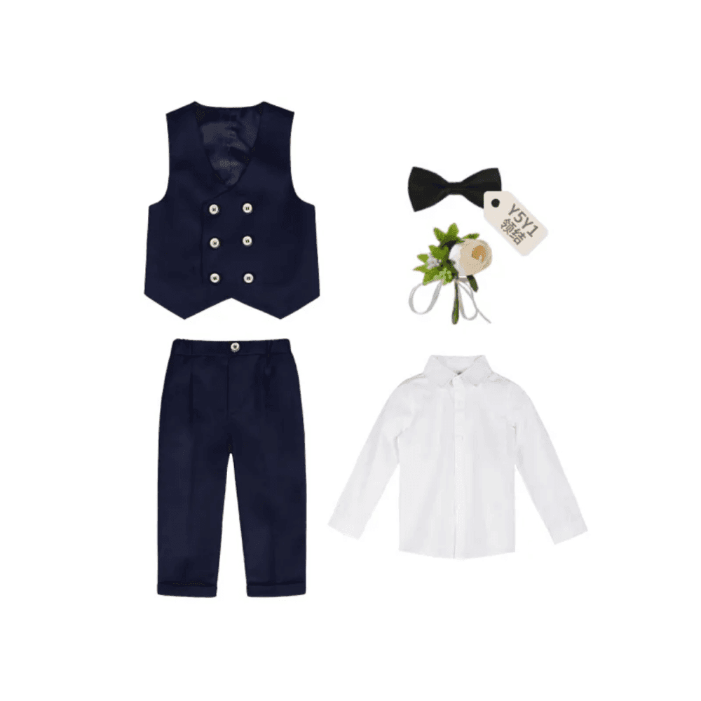 Long Sleeve Blouse Tank Top Slim Fit Pants Five Piece Set 5