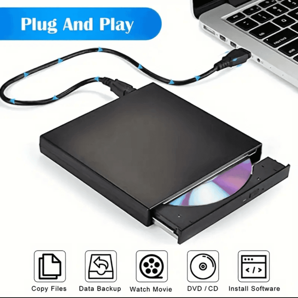 Thumbnail 2 for SMALLCAR USB 2.0 Slim Portable External CD/DVD Drive 