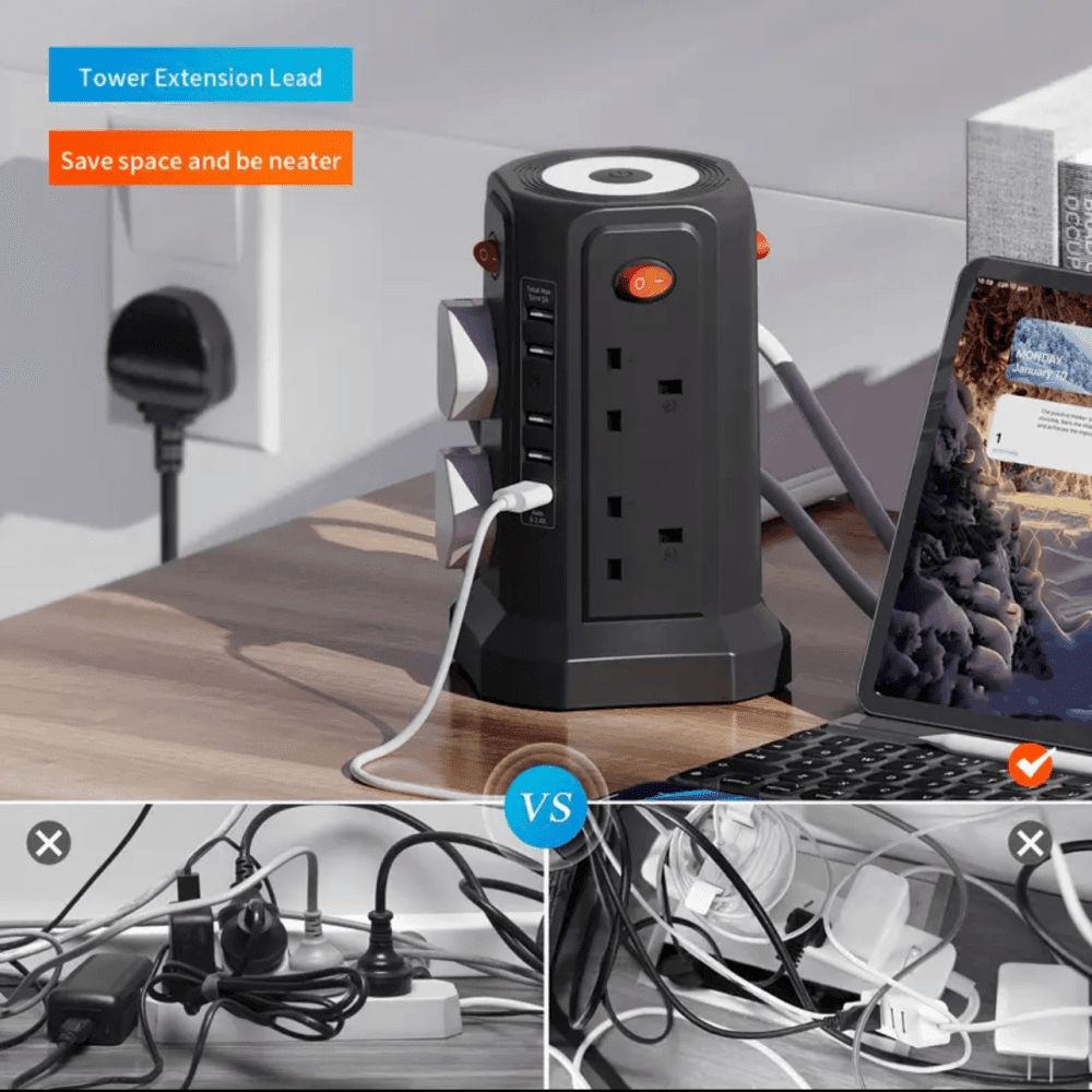 Thumbnail 2 for Extension Cord With USB Plug And Night Light 