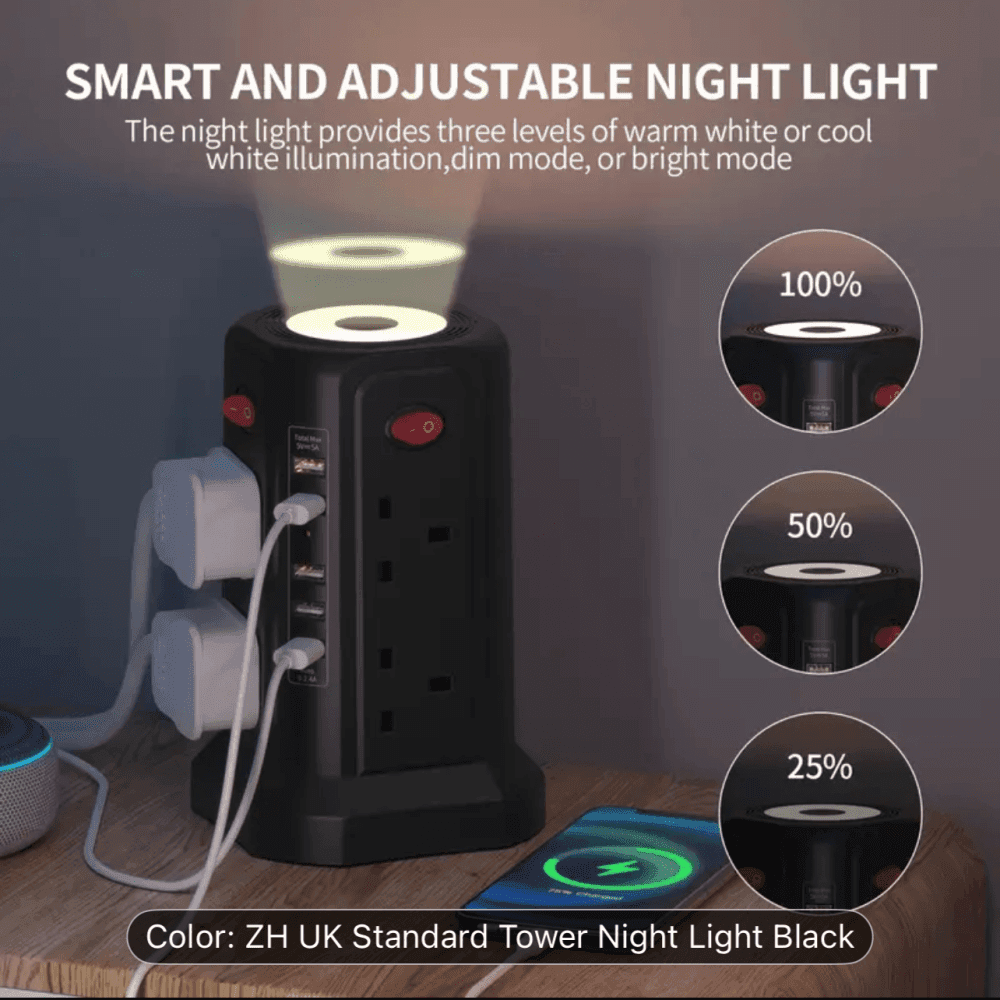 Thumbnail 3 for Extension Cord With USB Plug And Night Light 