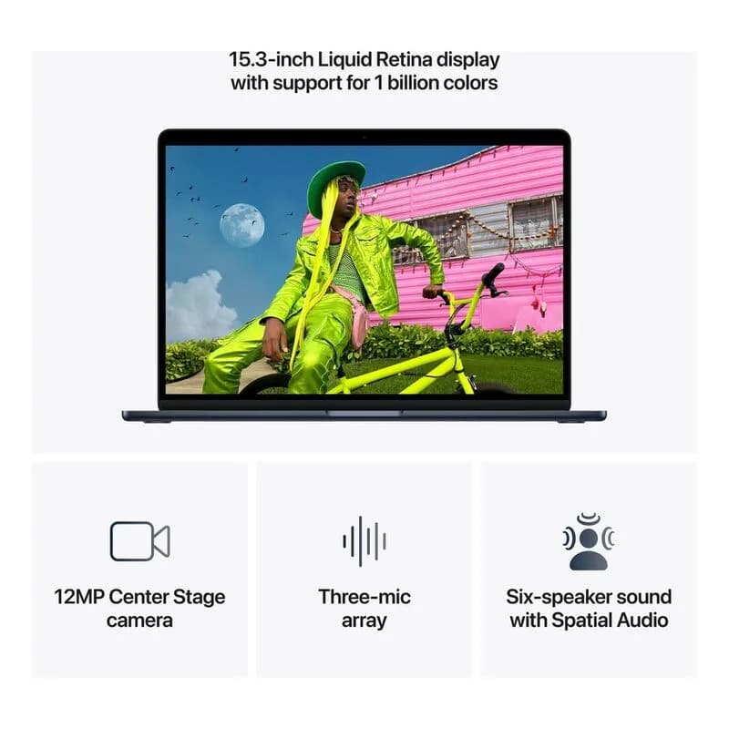 Apple 15-inch MacBook Air Apple M5 chip with 10‑core CPU and 10‑core GPU 16GB/512GB SSD - Midnight view 5