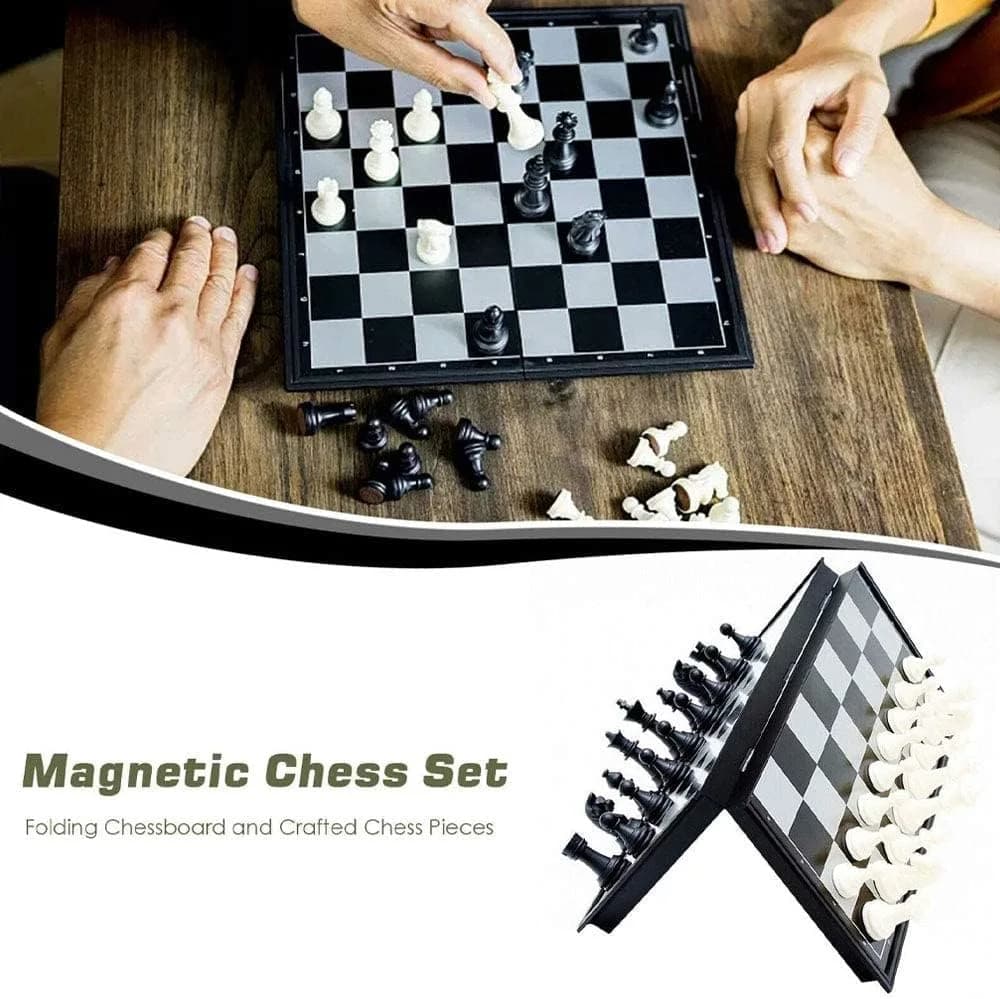 Chess Board Set Game, Magnetic Chess Piece Set with Chess Folding/Portable Storage Board, Traditional Game, Educational Toys for Kids/Children/Adults Gift (Gold/Silver, 25x25x2cm) view 3