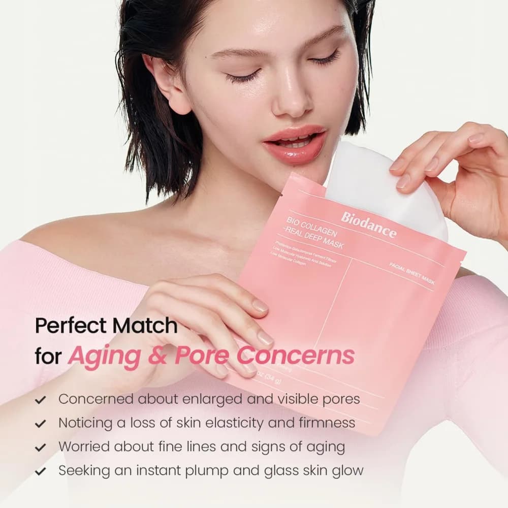 BIODANCE Bio-Collagen Real Deep Mask, Hydrating Overnight Mask, Water Locking, Pore Minimizing, Elasticity Improvement, 34g x4ea view 6