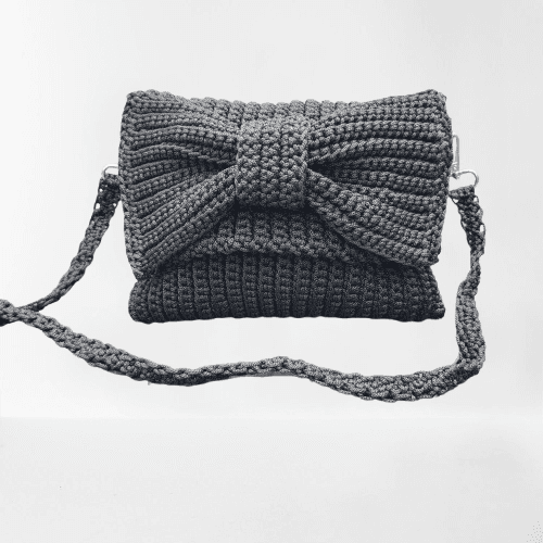 Gray Bowtie Crotchet Bag - view 1