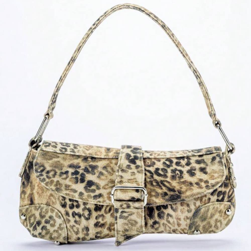 Women denim distressed asymmetric shoulder bag view 2