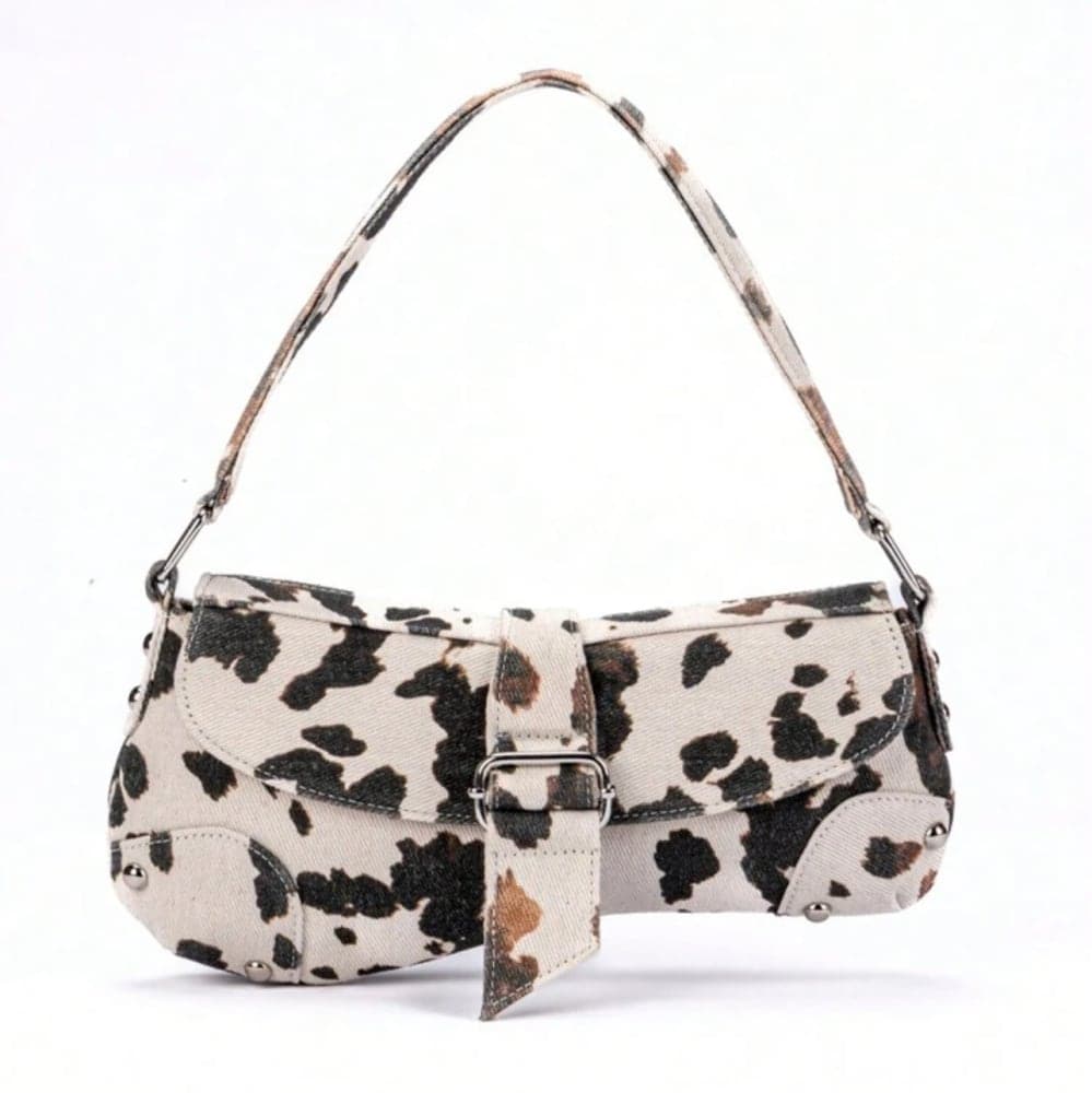 Women denim distressed asymmetric shoulder bag view 3