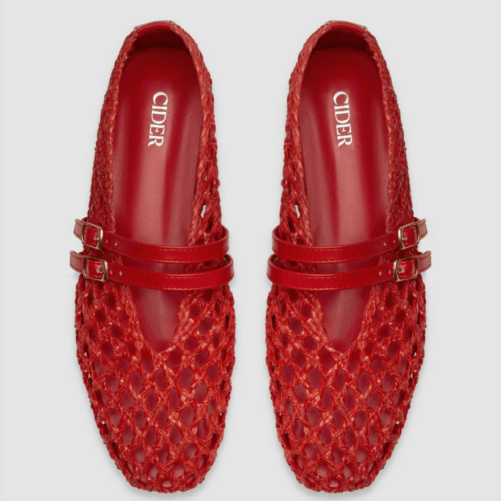 Double Strap Woven Flats view 2