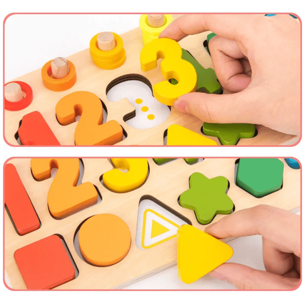 Children’s Digital Shape Matching Puzzle Building Blocks Wooden Toys view 3